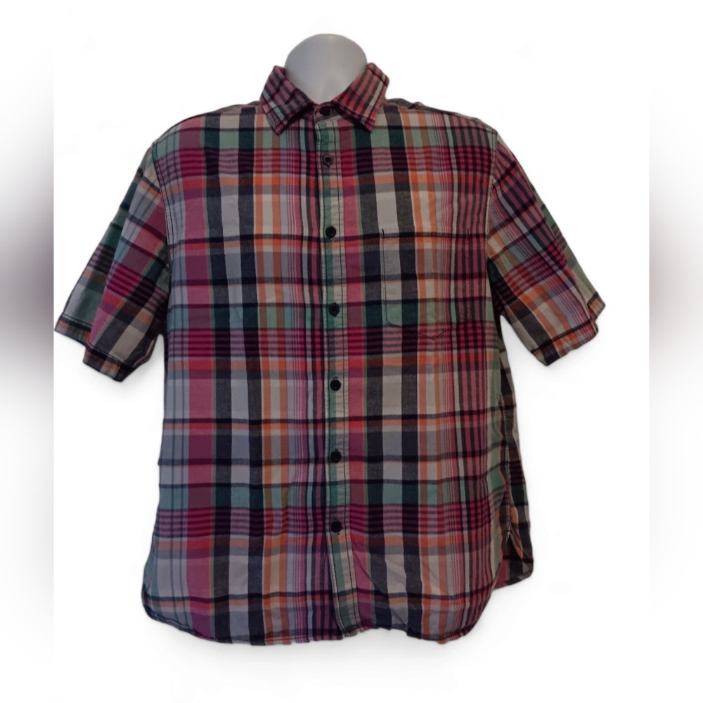 Massimo Supply Co. men's multicolored short-sleeve button down shirt size L